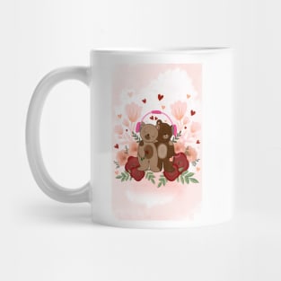 Cute bear couple listening to music Mug